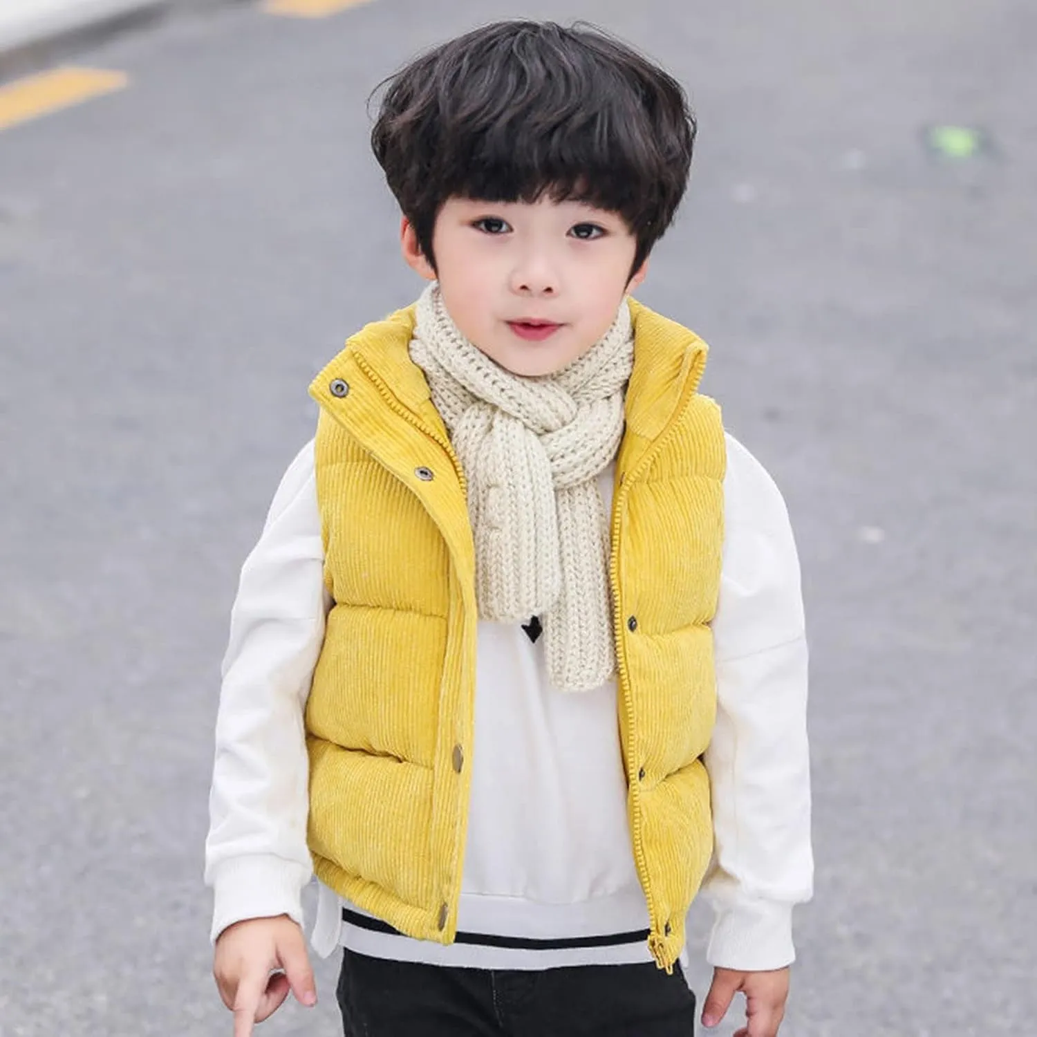 Girls and Toddler's Puffer Vest Sleeveless Corduroy Jacket Winter Coat Baby Down Coat Padded Quilted Vest Waistcoat