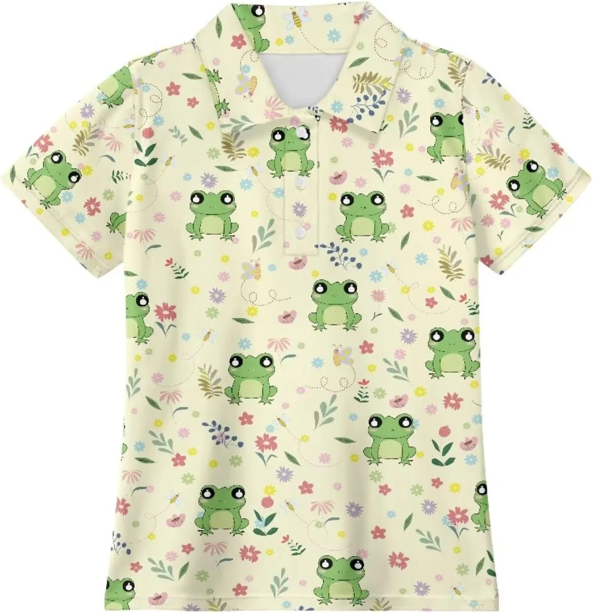Girls' Button-Down Golf Polo Shirts Size 5-16 Short Sleeve Tops for Tennis