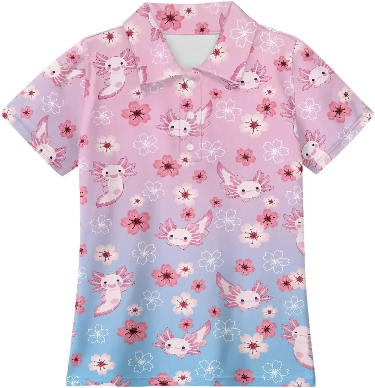 Girls' Button-Down Golf Polo Shirts Size 5-16 Short Sleeve Tops for Tennis