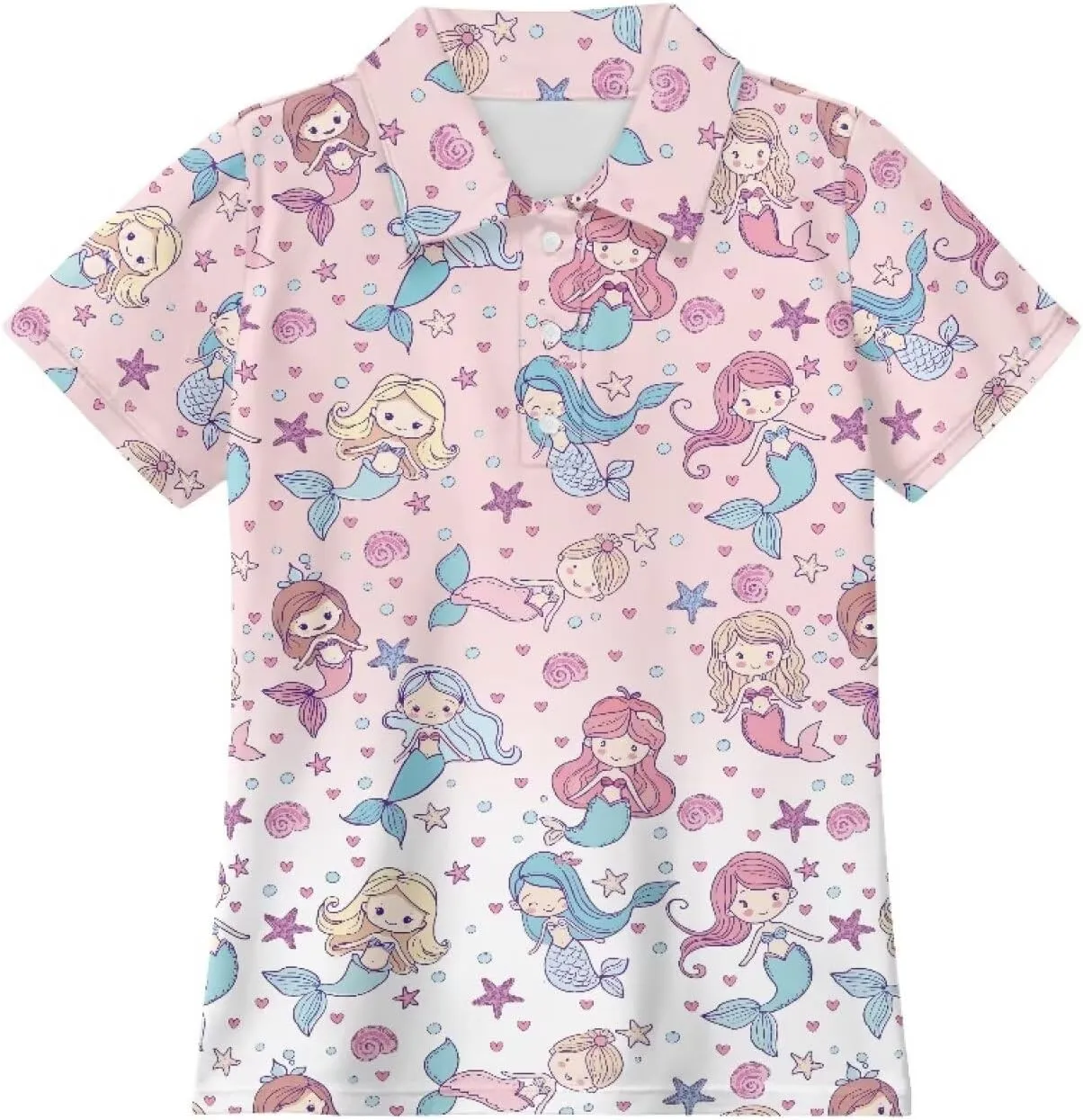 Girls' Button-Down Golf Polo Shirts Size 5-16 Short Sleeve Tops for Tennis
