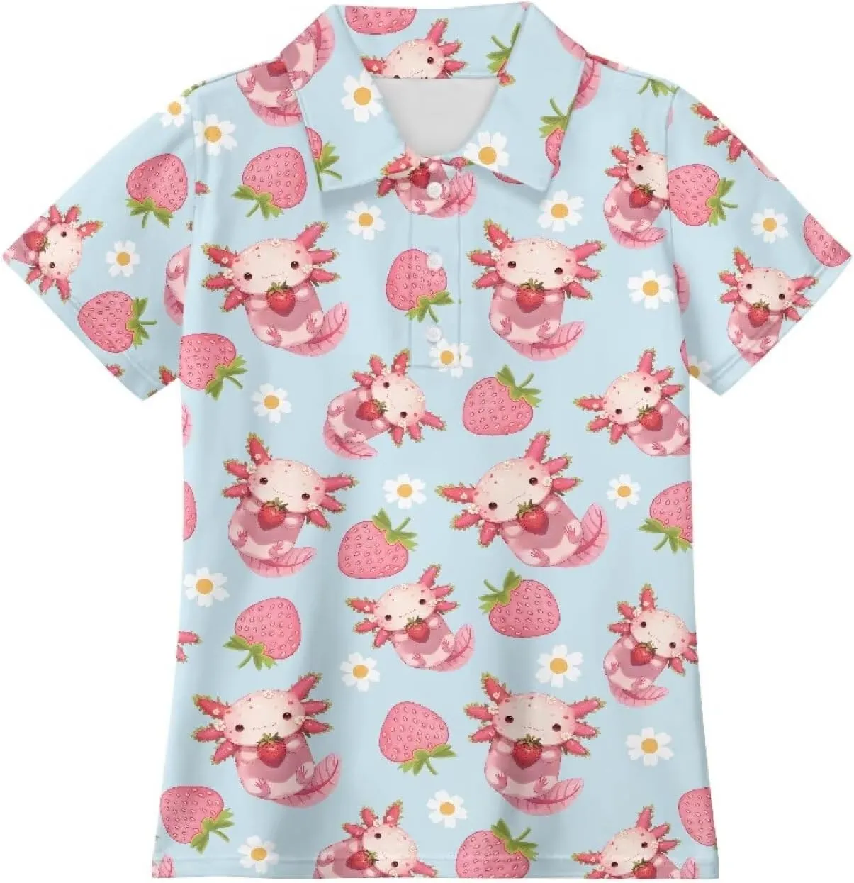 Girls' Button-Down Golf Polo Shirts Size 5-16 Short Sleeve Tops for Tennis