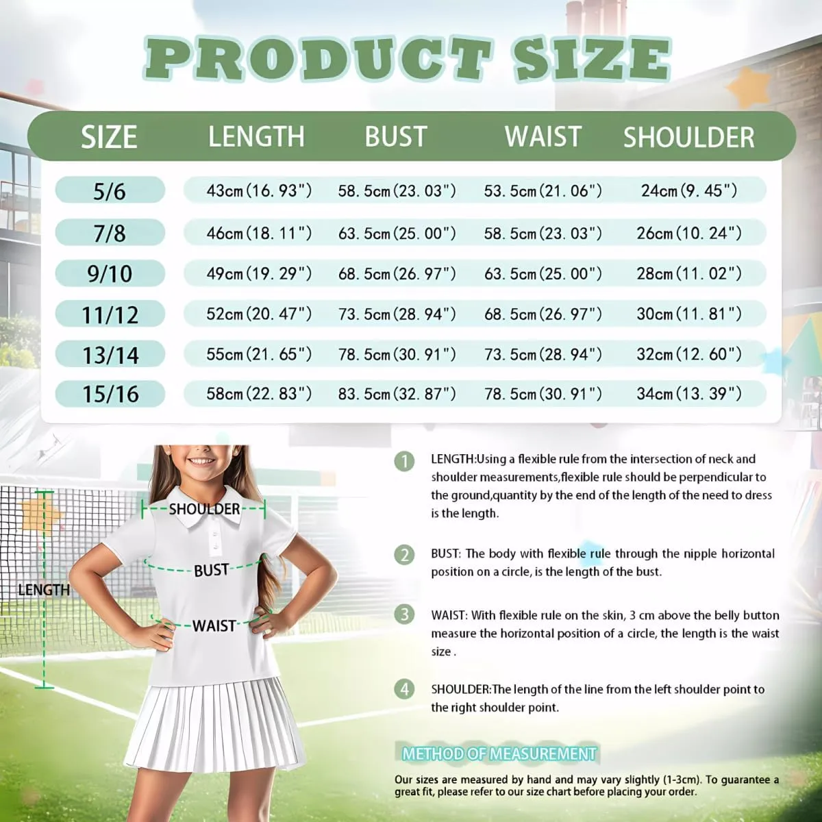 Girls' Button-Down Golf Polo Shirts Size 5-16 Short Sleeve Tops for Tennis