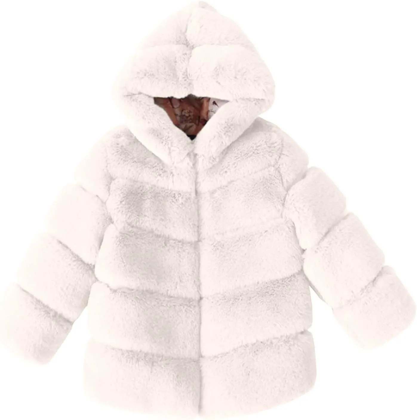 Girls Faux Fur Jacket Plush Sherpa Teddy Coat with Hood Toddler Winter Coats Warm Fuzzy Jackets Trendy Outwear