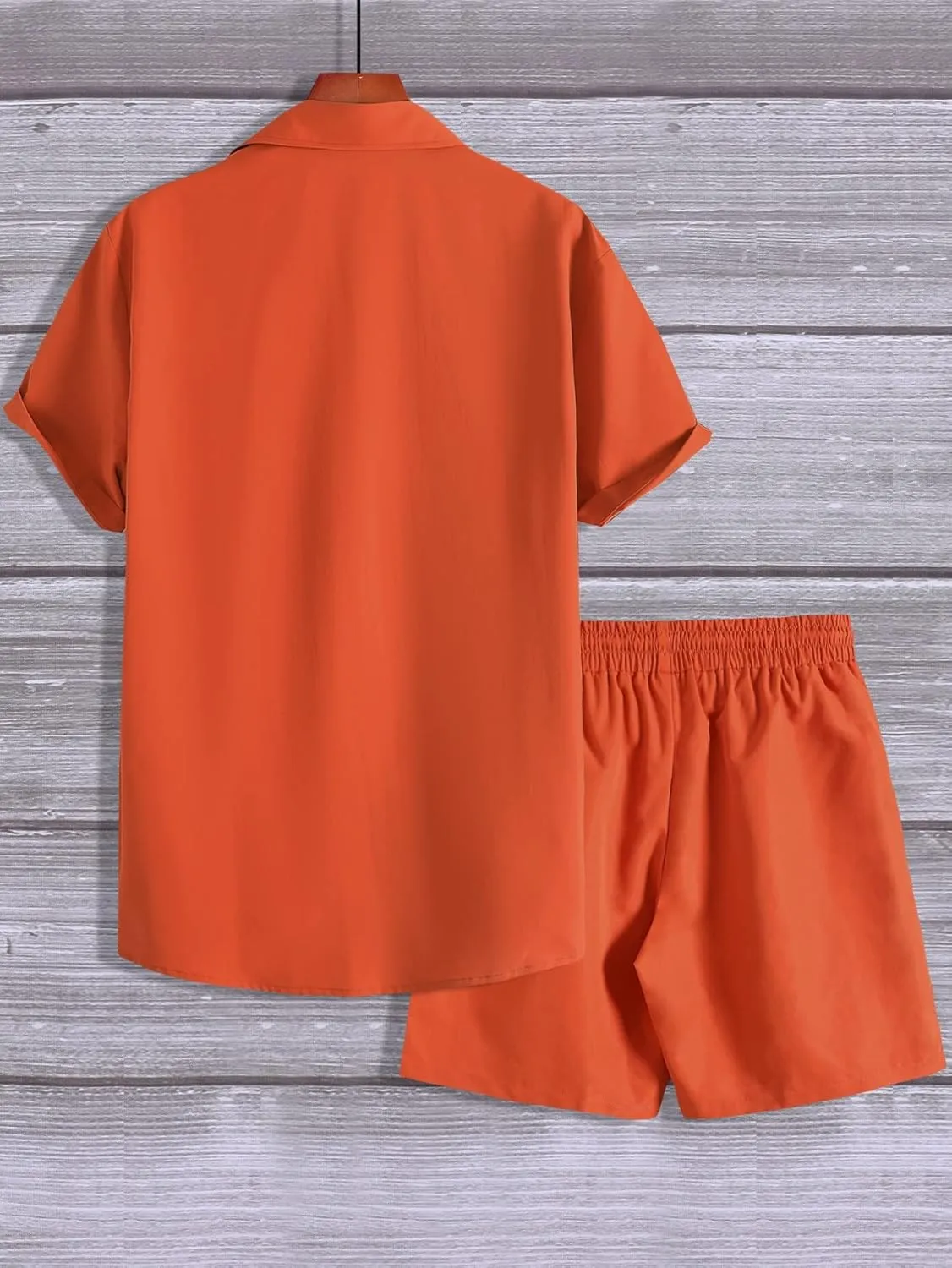 GORGLITTER Men's 2 Piece Outfits Short Sleeve Pocket Button Down Shirt and Drawstring Shorts Set