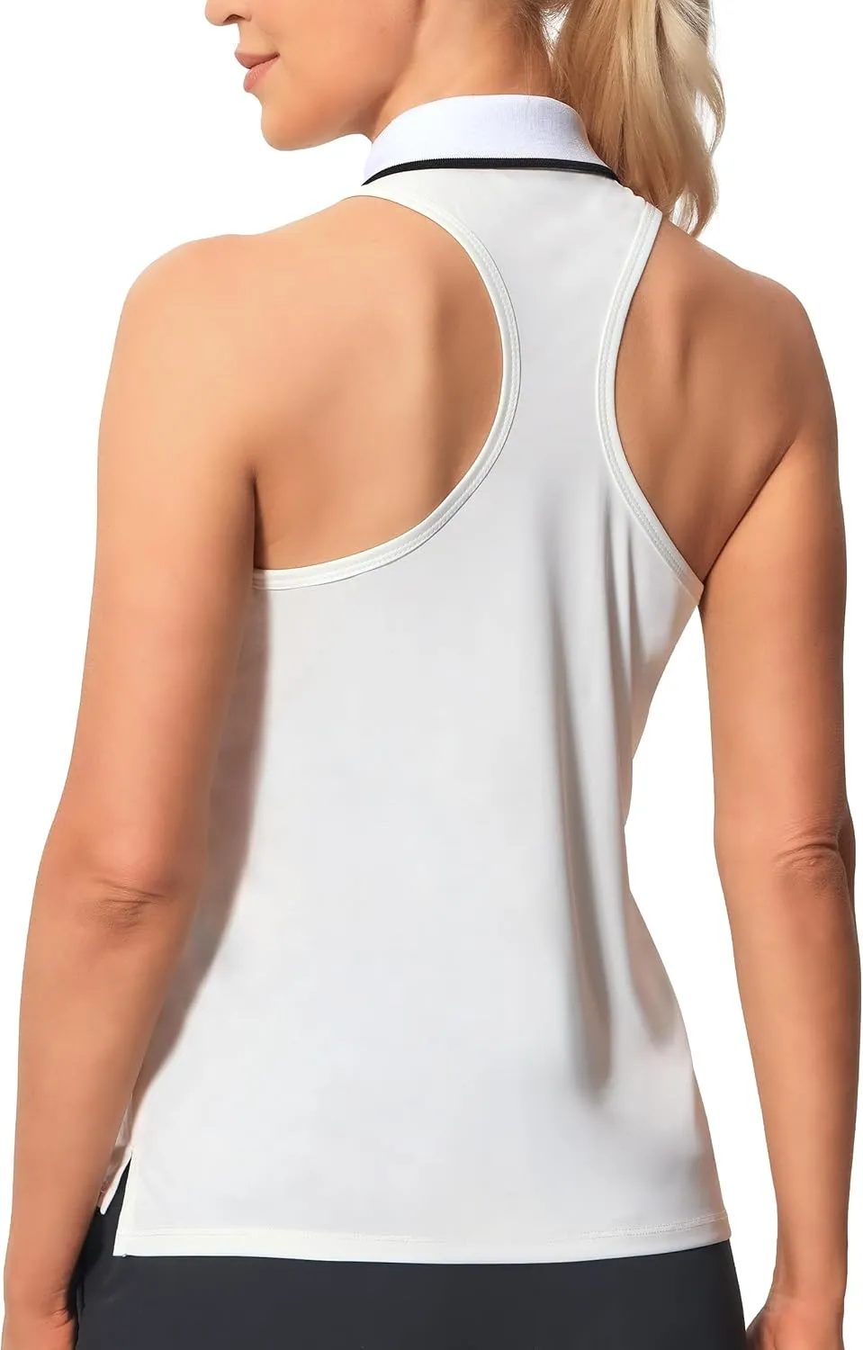 Hiverlay Women Sleeveless Racerback Golf Shirts Zip Up Collared Tennis Tank Tops Athletic Polo Shirts Quick Dry UPF 50 