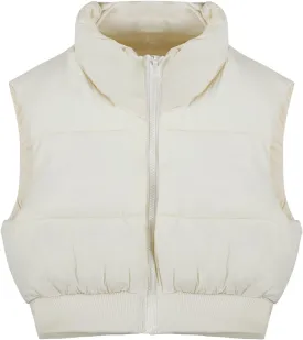 Kissonic Women's Padded Down Vest Puffer Stand Collar Zip Up Crop Sleeveless Jacket