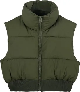 Kissonic Women's Padded Down Vest Puffer Stand Collar Zip Up Crop Sleeveless Jacket