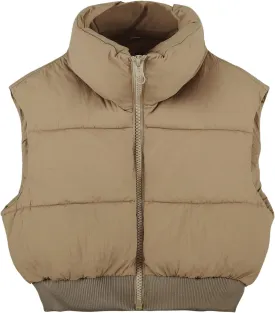 Kissonic Women's Padded Down Vest Puffer Stand Collar Zip Up Crop Sleeveless Jacket