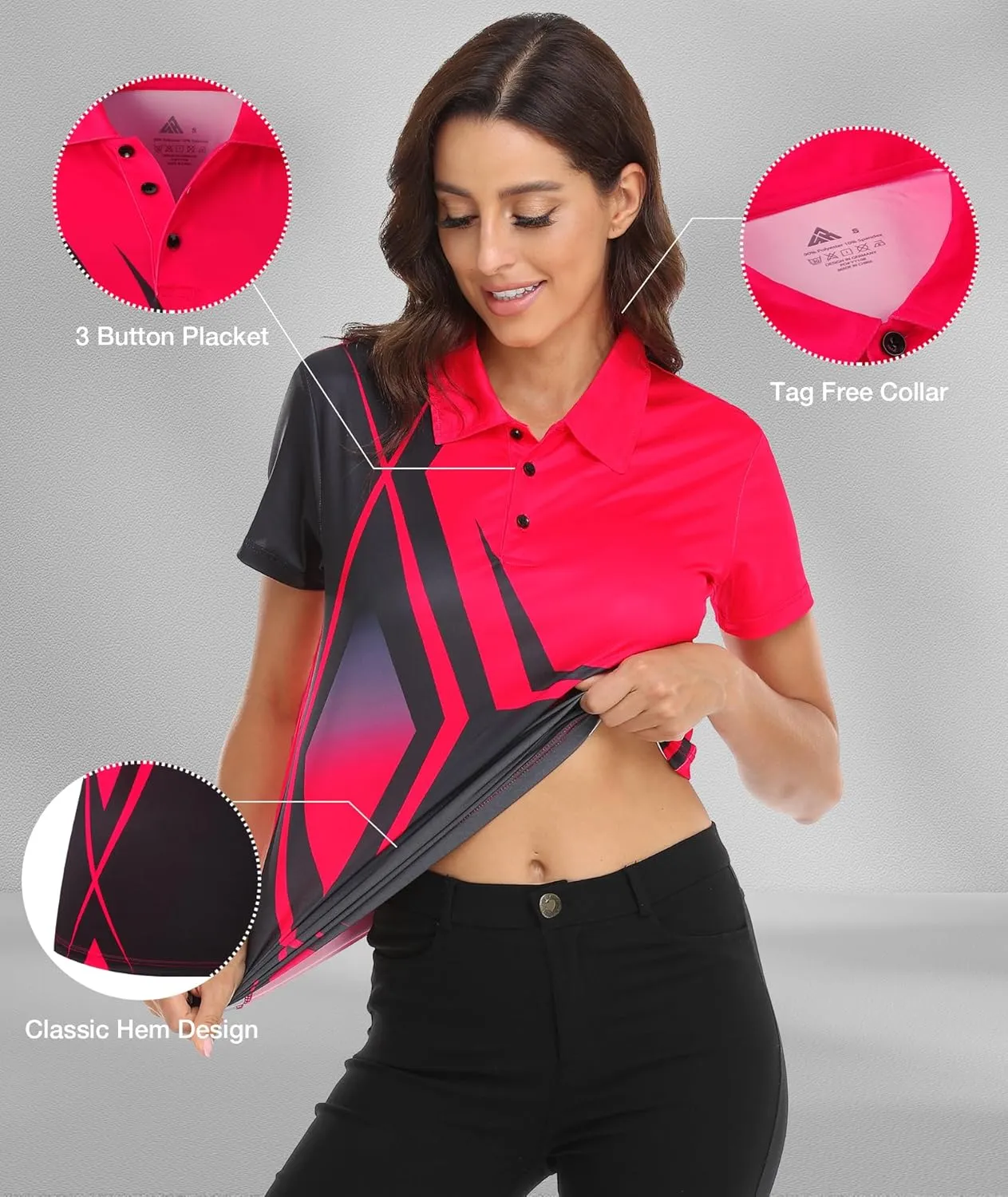 Little Beauty Women's Golf Polo Shirts Short Sleeve Moisture Wicking Tennis Athletic Shirt with 3 Button