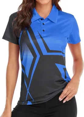 Little Beauty Women's Golf Polo Shirts Short Sleeve Moisture Wicking Tennis Athletic Shirt with 3 Button