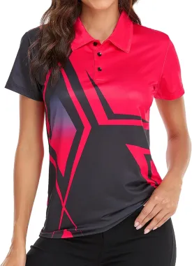 Little Beauty Women's Golf Polo Shirts Short Sleeve Moisture Wicking Tennis Athletic Shirt with 3 Button