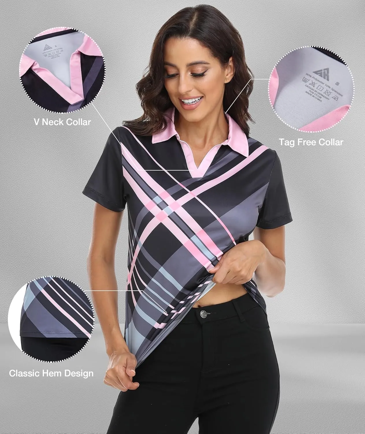 Little Beauty Women's Golf Polo Shirts Short Sleeve Moisture Wicking Tennis Athletic Shirt with 3 Button