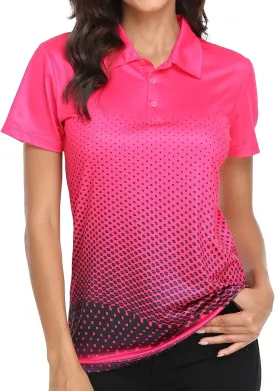 Little Beauty Women's Golf Polo Shirts Short Sleeve Moisture Wicking Tennis Athletic Shirt with 3 Button