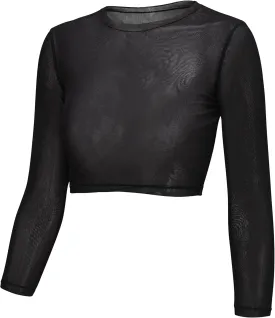 Long Sleeved Mesh Crop Top for Dance - Warmup Dance Tops for Women