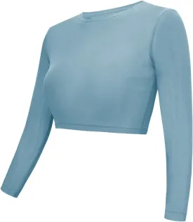 Long Sleeved Mesh Crop Top for Dance - Warmup Dance Tops for Women