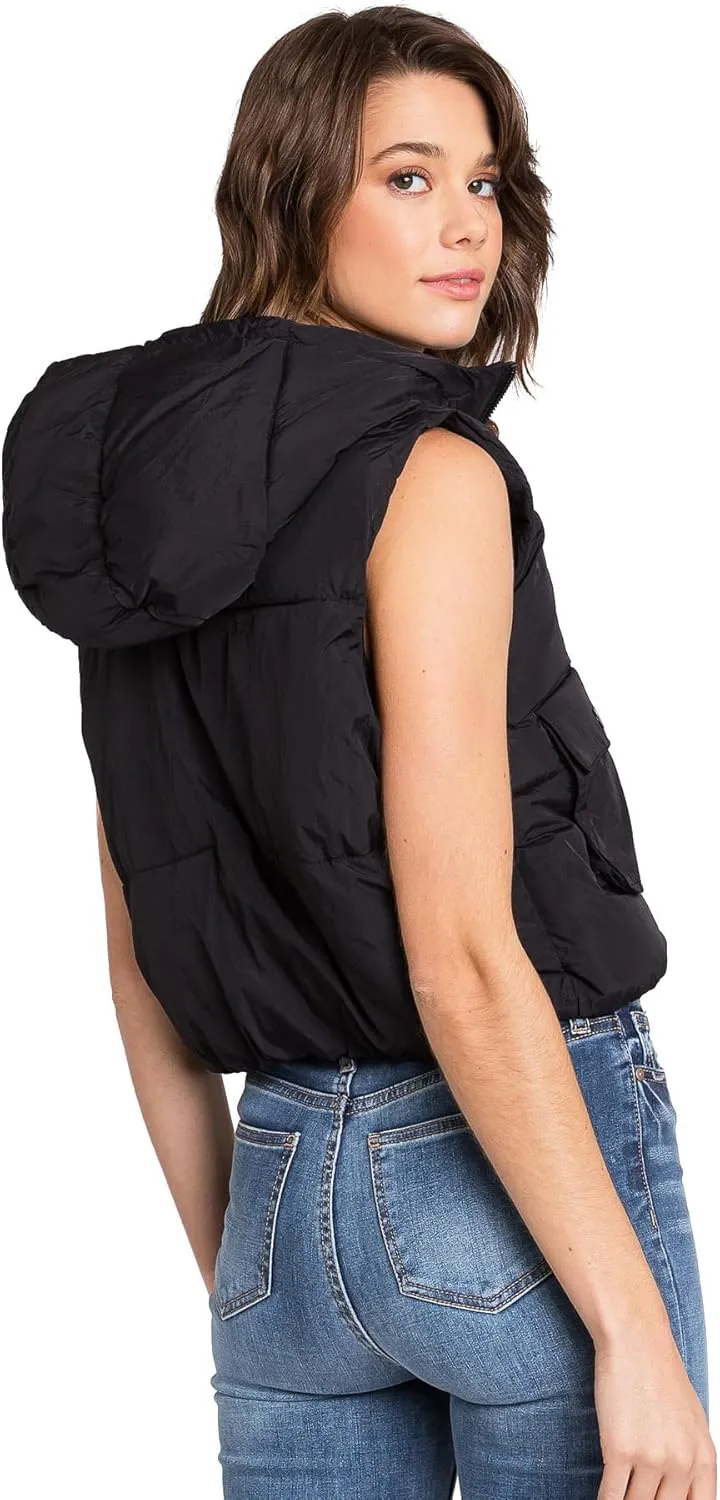 Love Tree Women's Juniors Faux Leather Puffer Vest