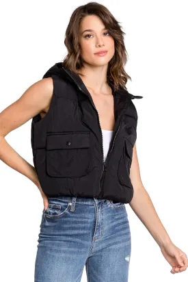 Love Tree Women's Juniors Faux Leather Puffer Vest