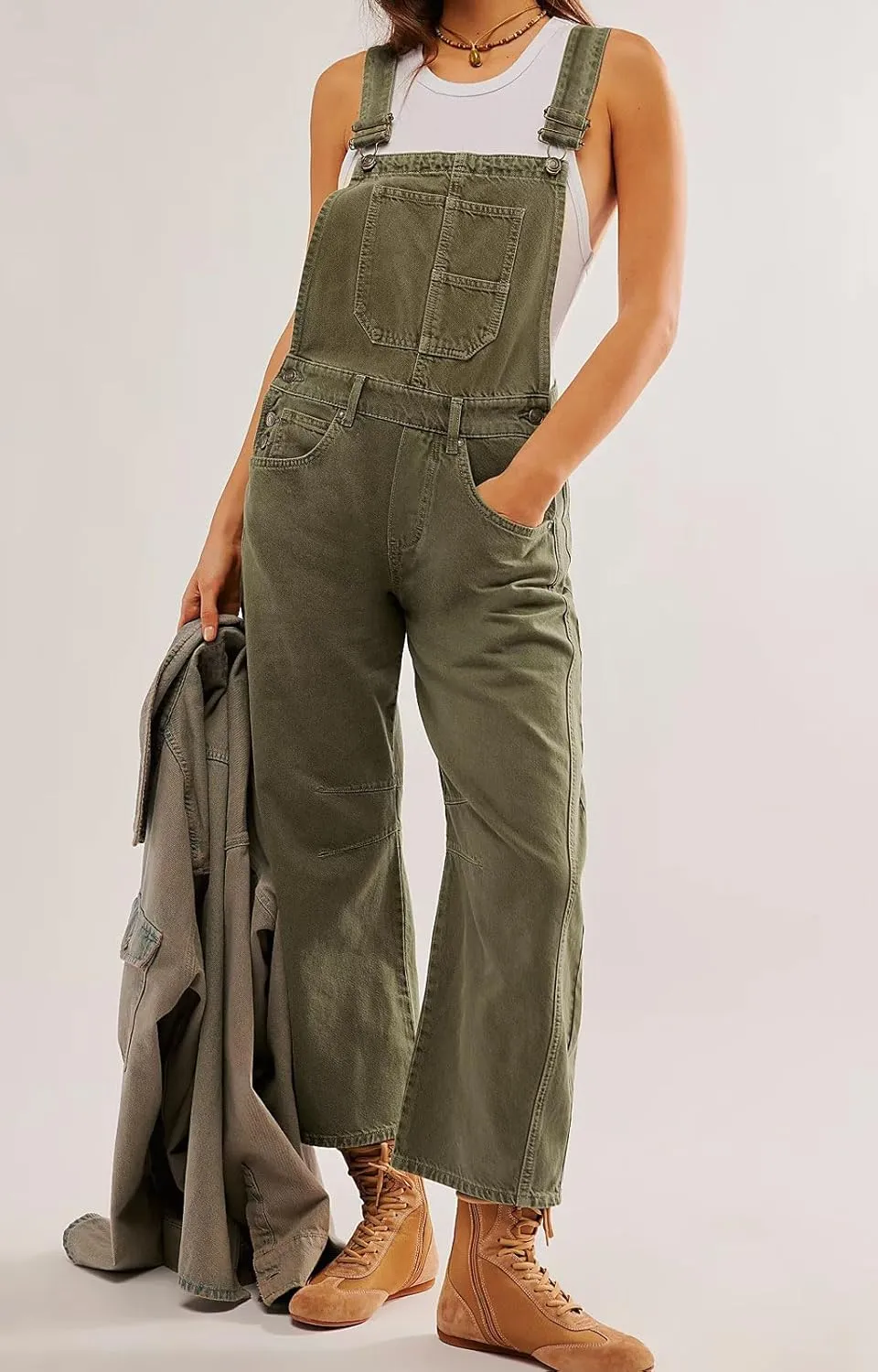 loveimgs Women Y2k Baggy Barrel Jeans Overalls Wide Leg Denim Pants Bib Overalls Jumpsuit Boyfriend Patchwork Jeans