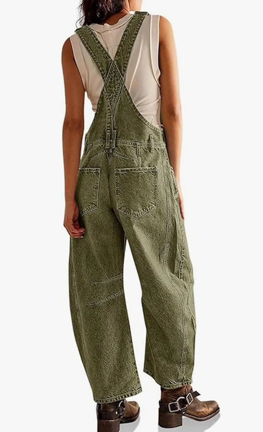 loveimgs Women Y2k Baggy Barrel Jeans Overalls Wide Leg Denim Pants Bib Overalls Jumpsuit Boyfriend Patchwork Jeans