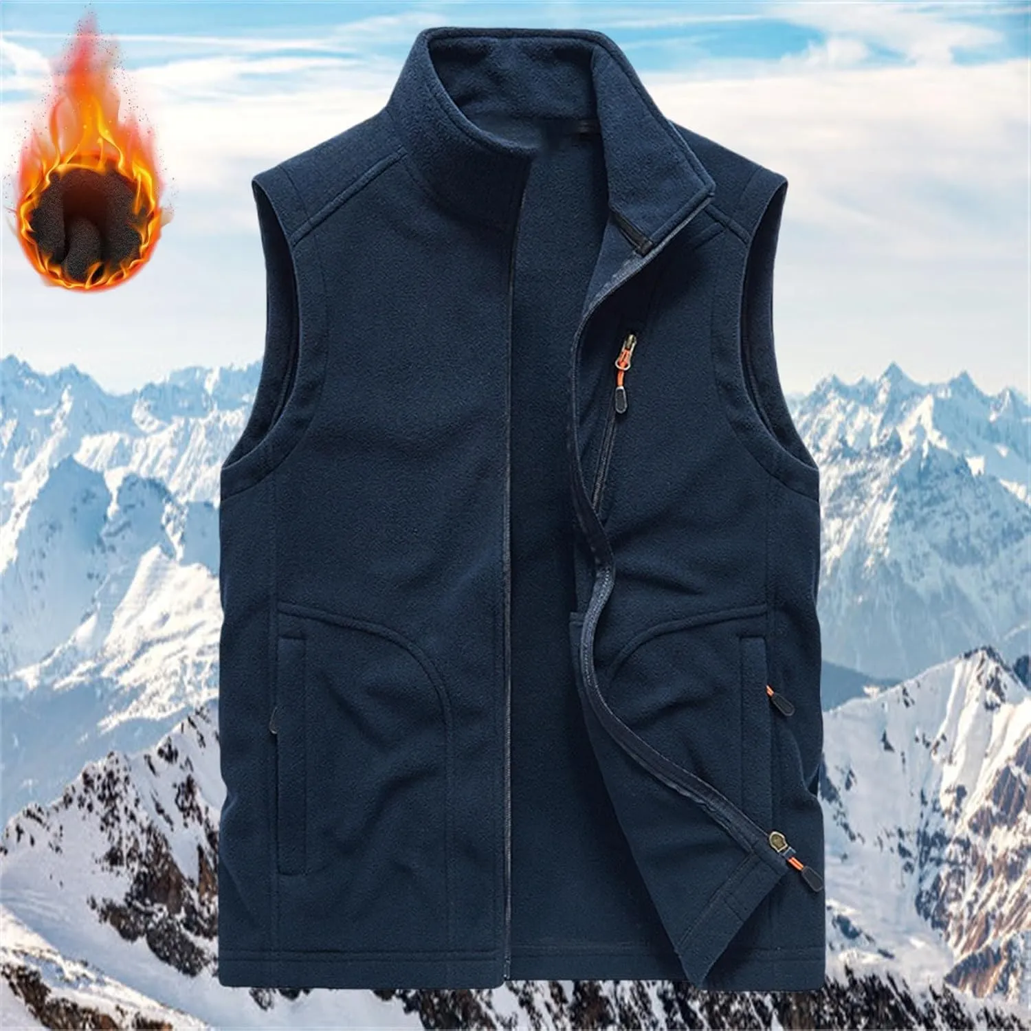 Men Vest Warm Vest Solid Color Loose Coat Fleece Men Puffer Vest Men Big And Tall Sleeveless Puffer Vest