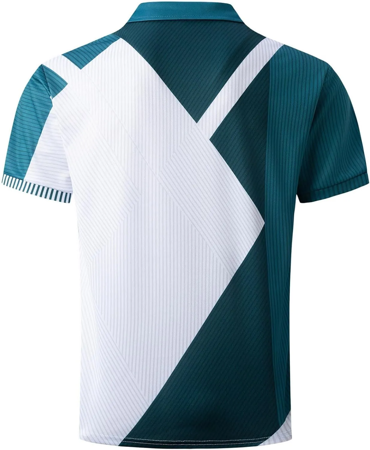 Men's Short Sleeve Polo Shirts Casual Zipper Collar T Shirt Contrast Color Patchwork Summer Golf Tops