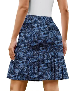 PINSPARK Golf Skirts for Women 20" Knee Length Skorts Pleated Tennis Skirts with Shorts Tummy Control Casual Modest Skirts