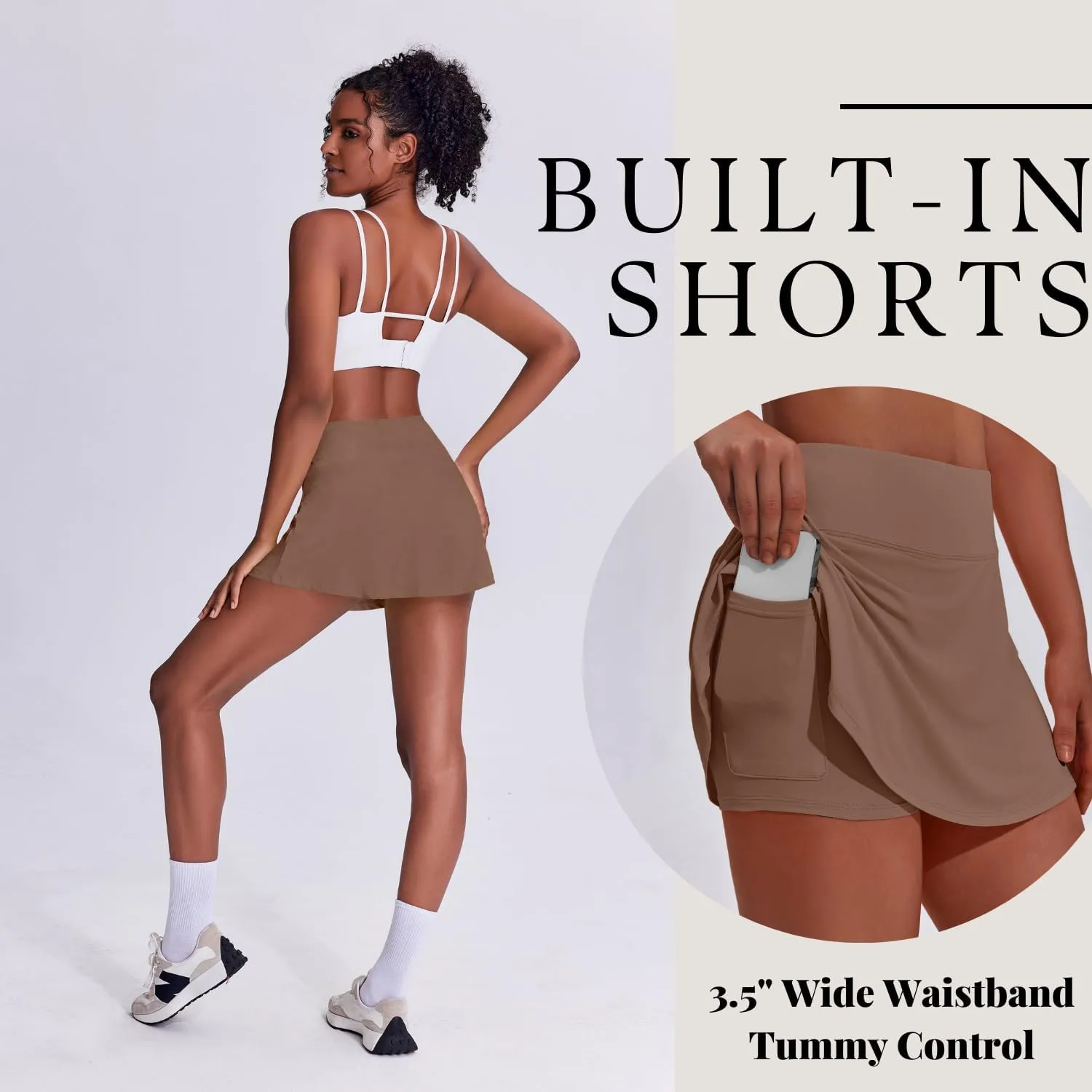 PINSPARK Tennis Skirts for Women Pleated Athletic Skort Lightweight Golf Skirts with Shorts Pocket Workout Pickleball