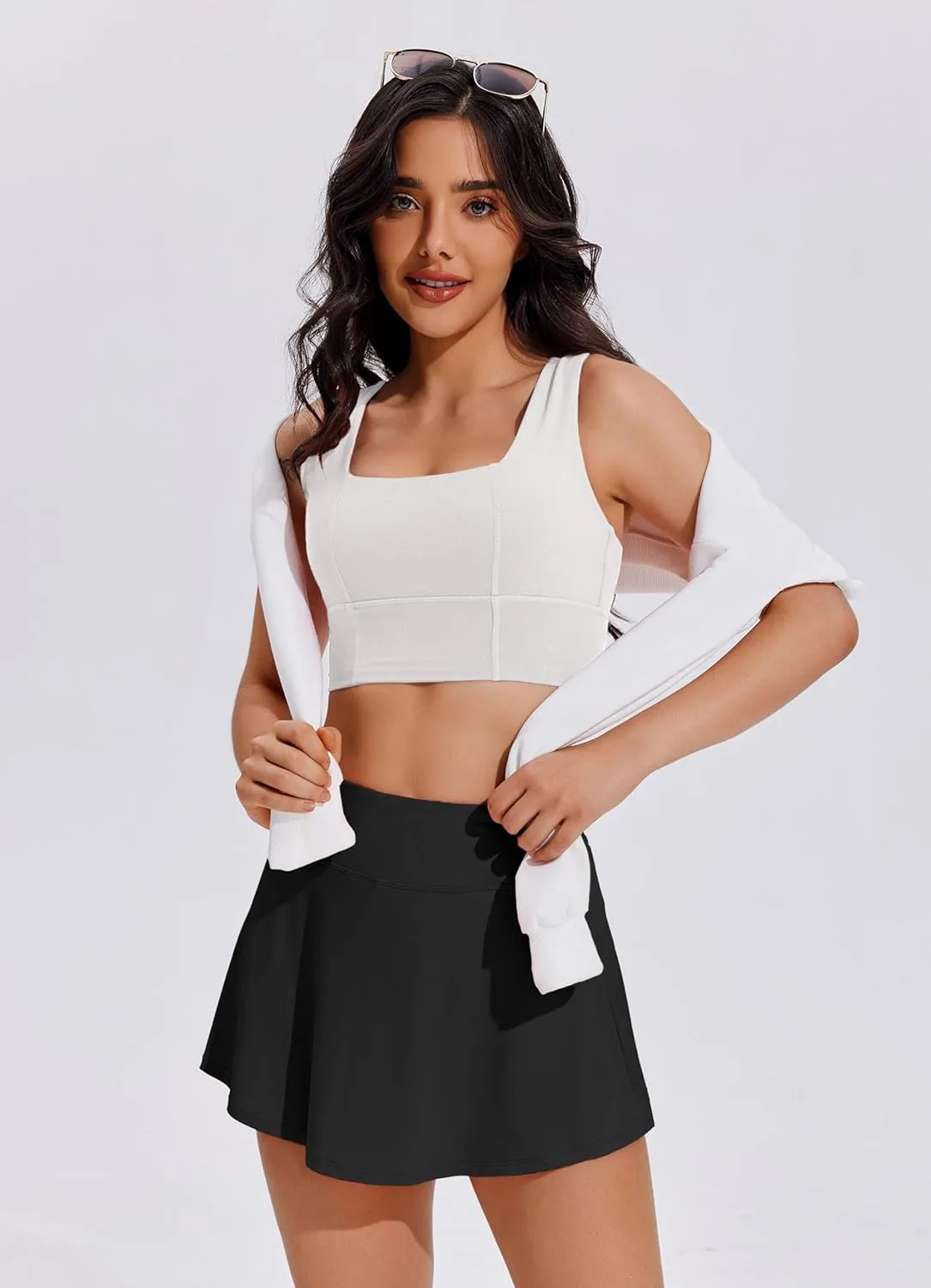 PINSPARK Tennis Skirts for Women Pleated Athletic Skort Lightweight Golf Skirts with Shorts Pocket Workout Pickleball