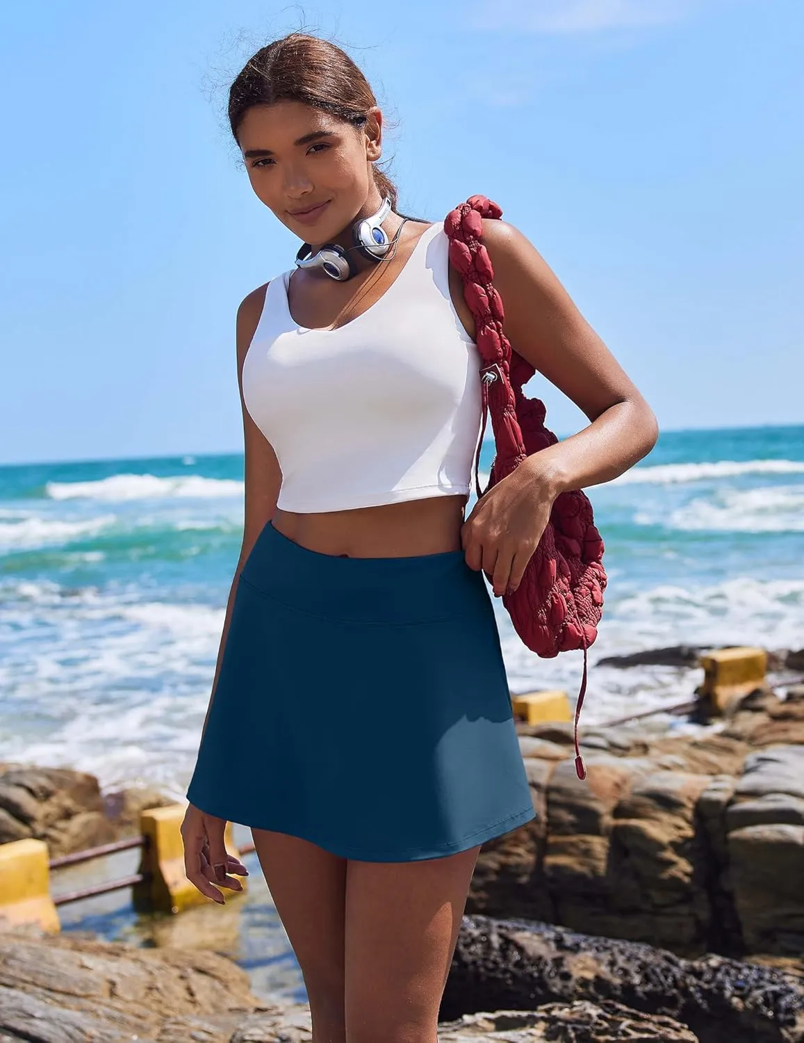 PINSPARK Tennis Skirts for Women Pleated Athletic Skort Lightweight Golf Skirts with Shorts Pocket Workout Pickleball
