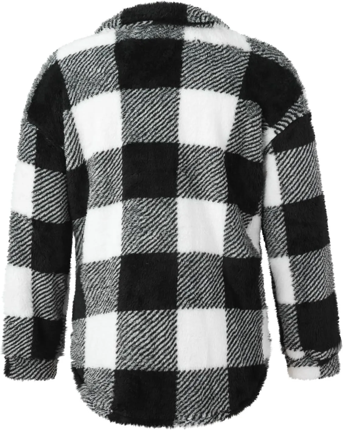Plaid Flannel Shacket Women Button Down Plus Size Sherpa Fleece Shirt Jacket Long Sleeve Warm Fuzzy Teddy Coats