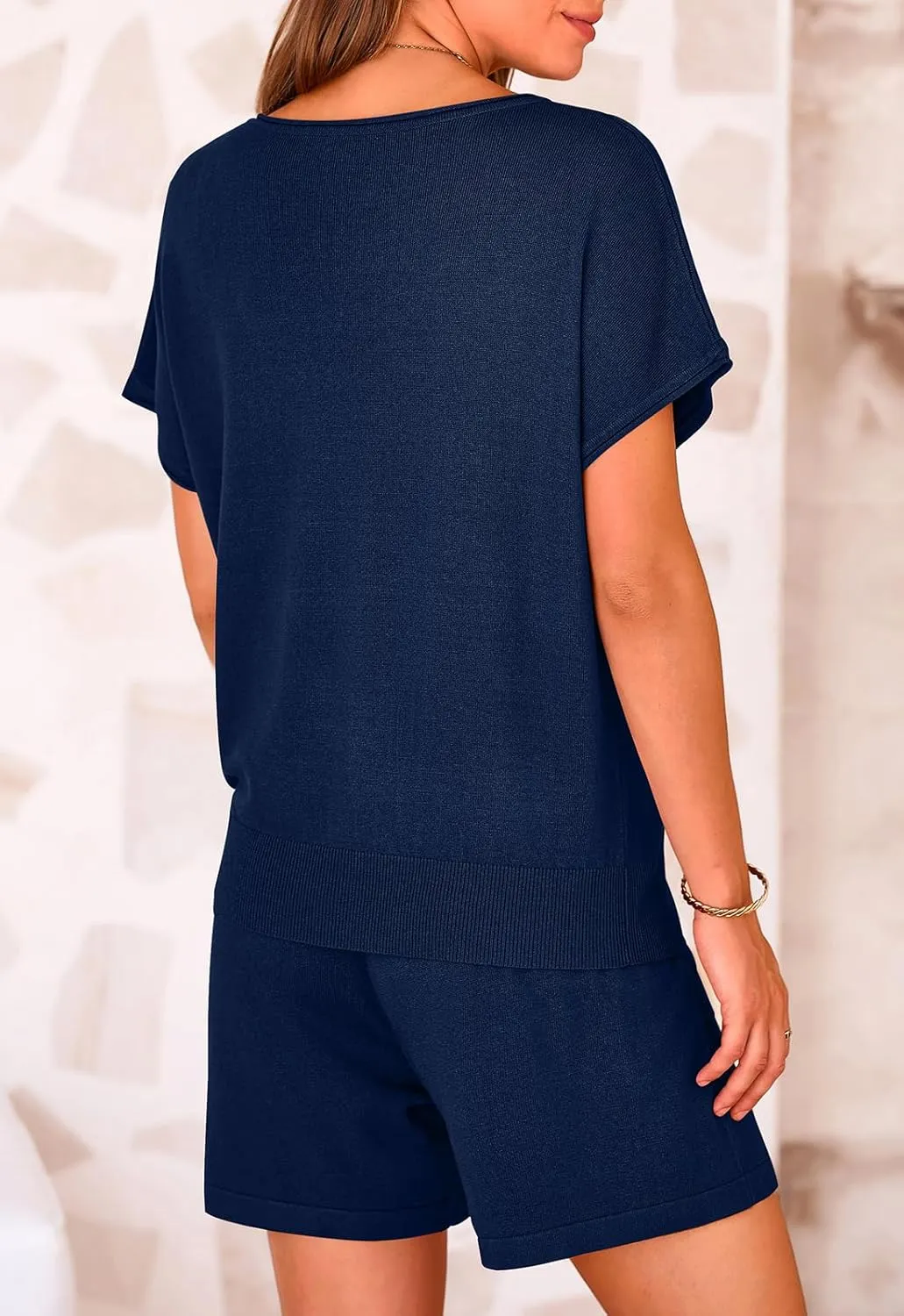 PRETTYGARDEN Two Piece Set For Women Summer Lounge Sets Shorts And Short Sleeve Tops Knitted Matching Travel Spring Outfits