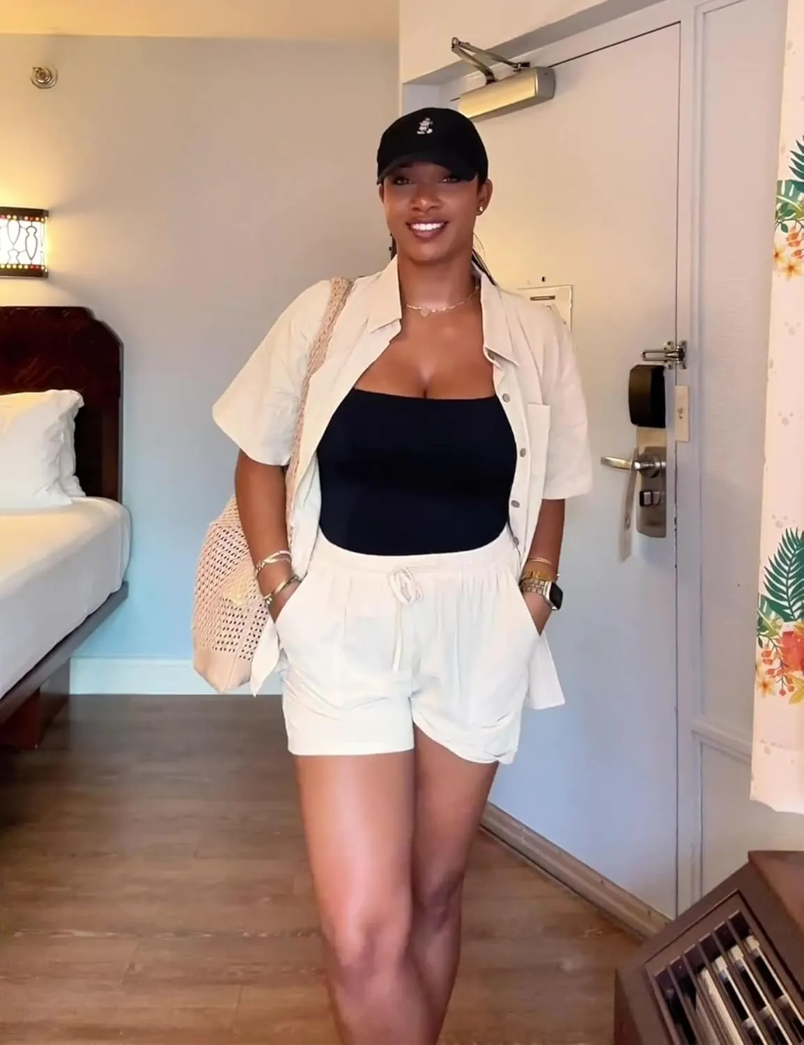 SeekMe Linen Short Sets for Women Short Sleeve Top Shorts 2 Piece Summer Beach Vacation Outfits Lounge Tracksuits