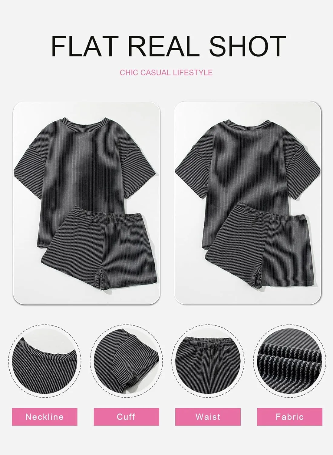 SHEWIN Two 2 Piece Sets for Women Short Sleeve Shirts High Waisted Shorts with Pockets Pajamas Lounge Matching Set