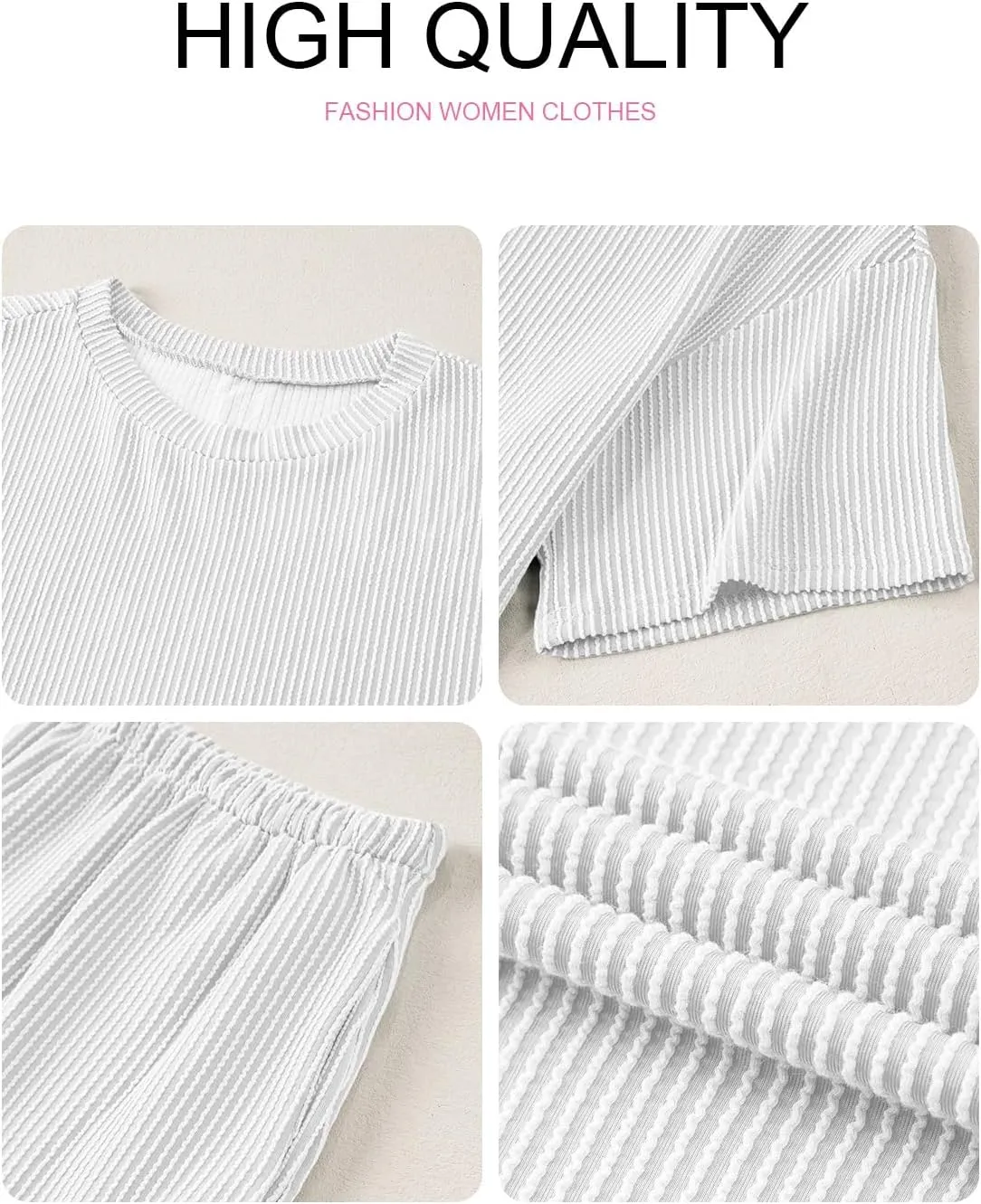 SHEWIN Two 2 Piece Sets for Women Short Sleeve Shirts High Waisted Shorts with Pockets Pajamas Lounge Matching Set