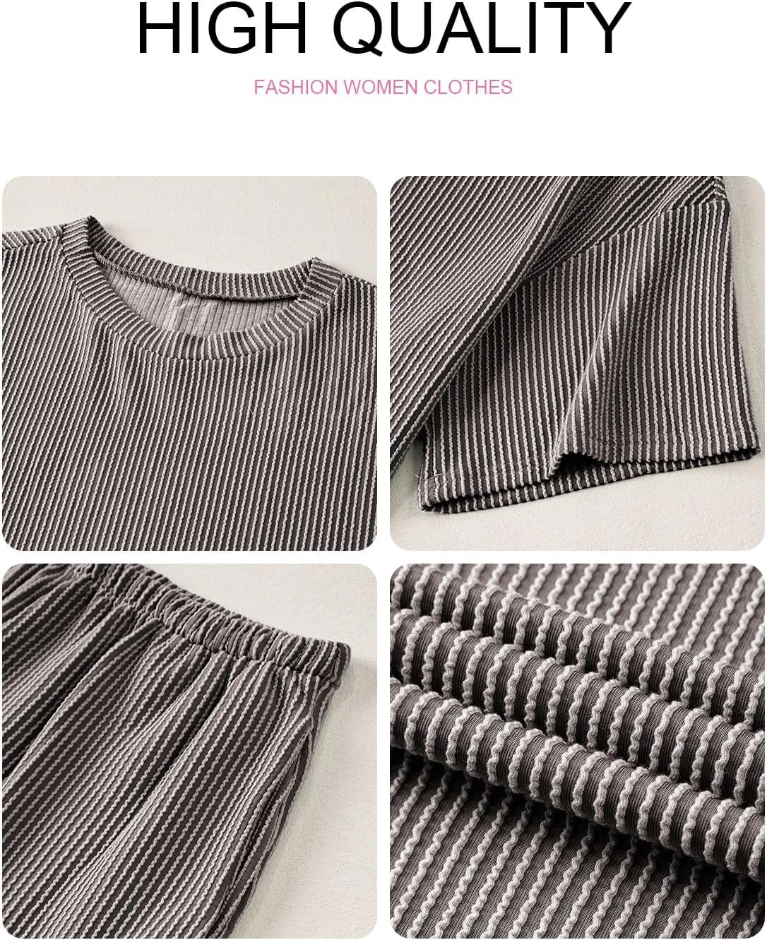 SHEWIN Two 2 Piece Sets for Women Short Sleeve Shirts High Waisted Shorts with Pockets Pajamas Lounge Matching Set