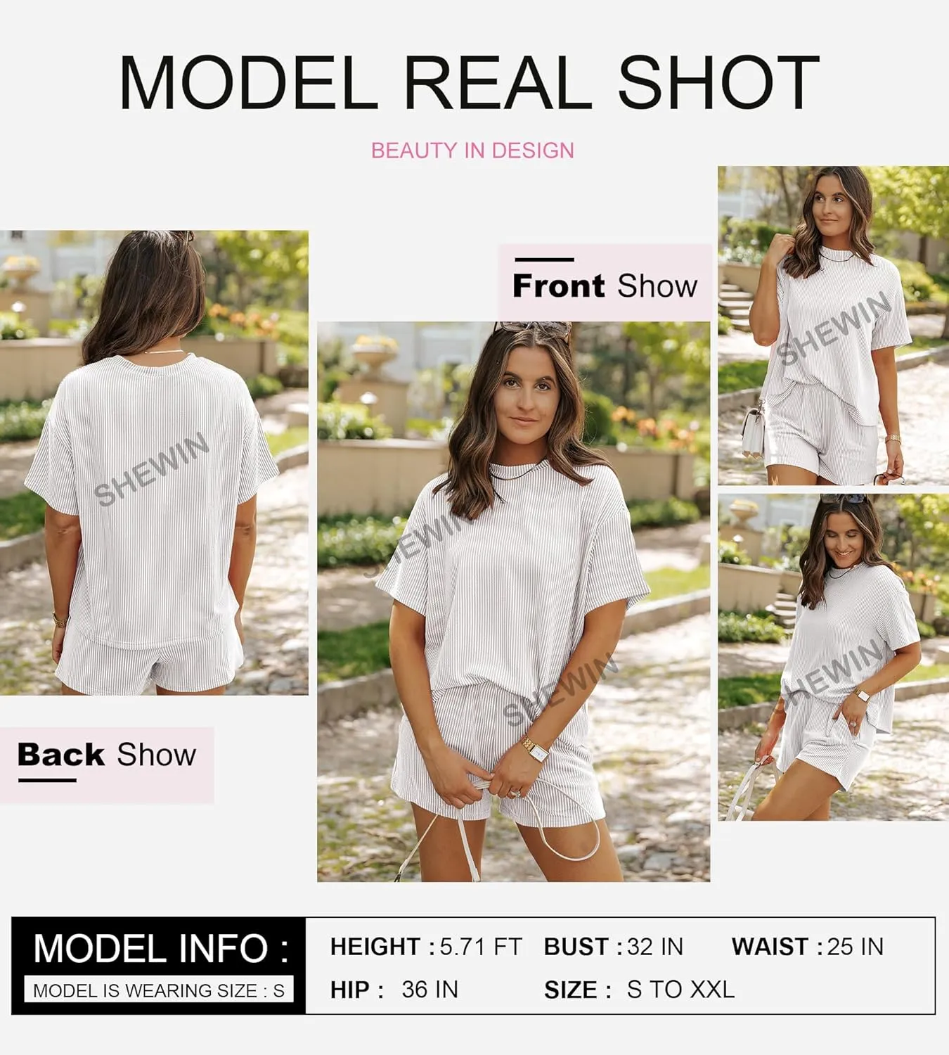 SHEWIN Two 2 Piece Sets for Women Short Sleeve Shirts High Waisted Shorts with Pockets Pajamas Lounge Matching Set