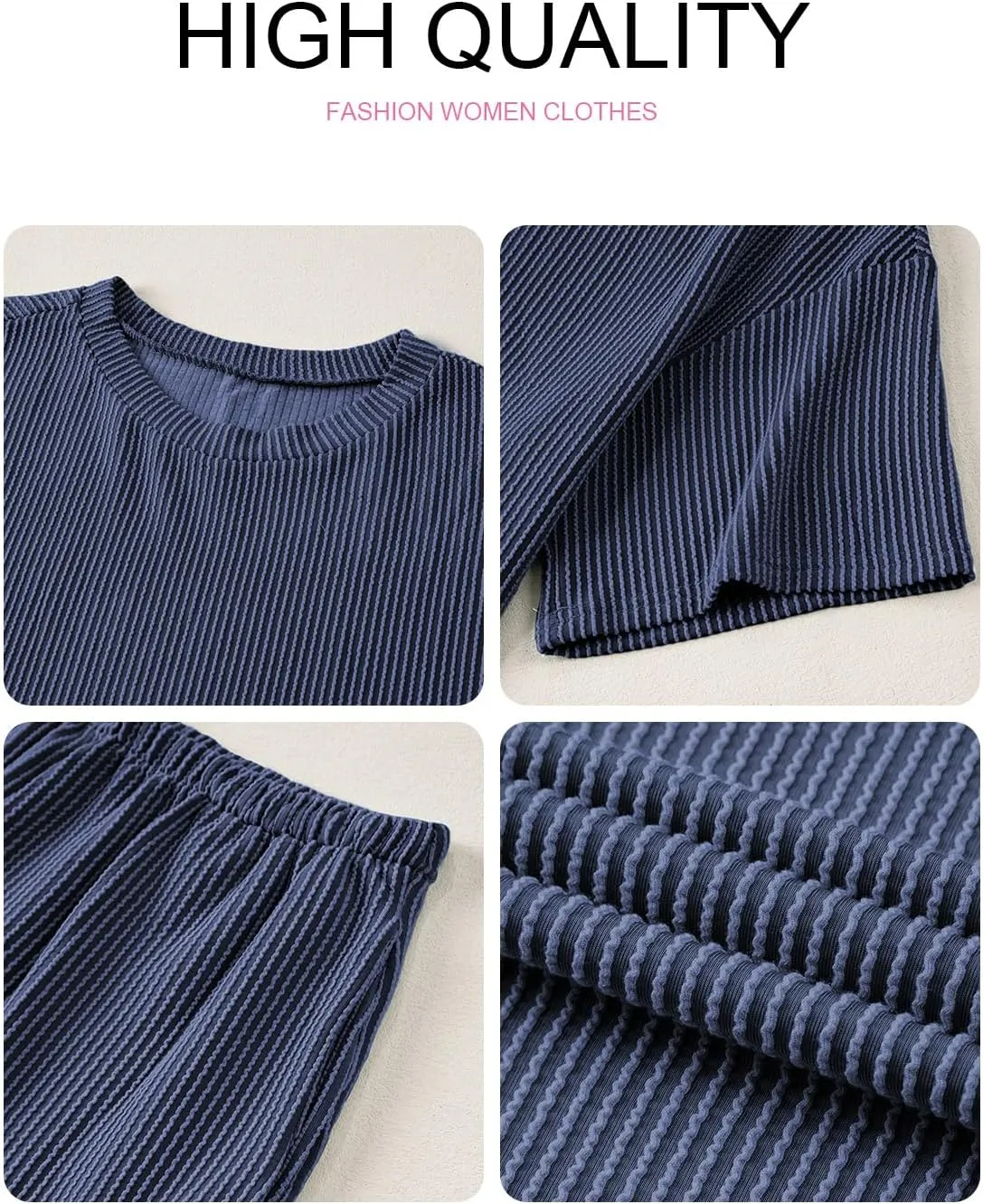 SHEWIN Two 2 Piece Sets for Women Short Sleeve Shirts High Waisted Shorts with Pockets Pajamas Lounge Matching Set