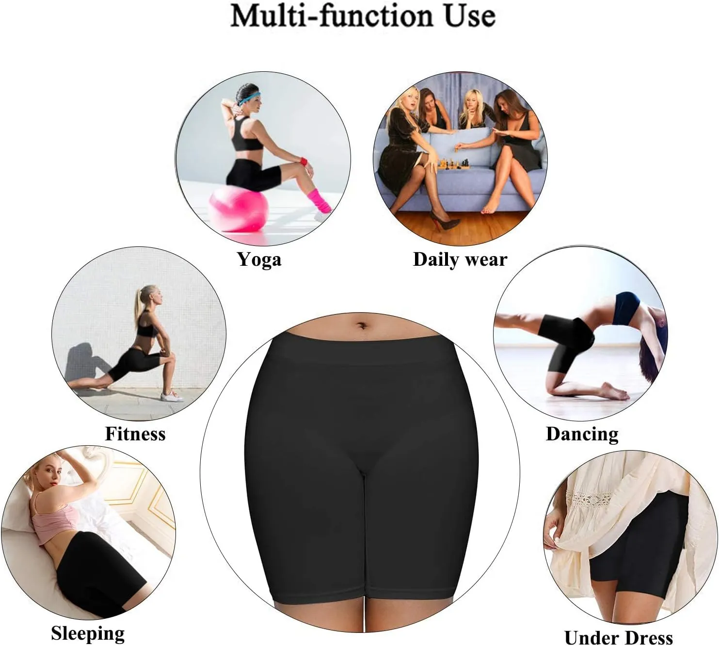 SIMIYA Women's Slip Shorts for Under Dresses, Seamless Smooth Comfortable Stretch Yoga & Bike Shorts