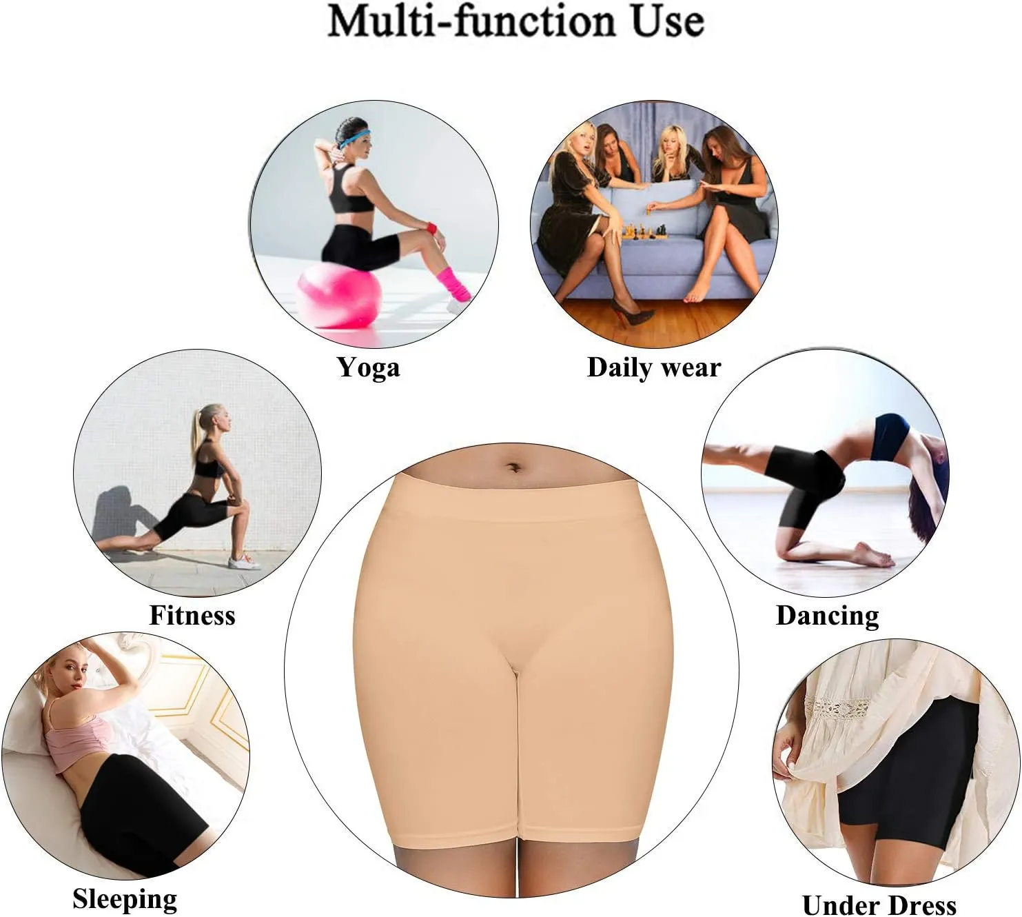 SIMIYA Women's Slip Shorts for Under Dresses, Seamless Smooth Comfortable Stretch Yoga & Bike Shorts