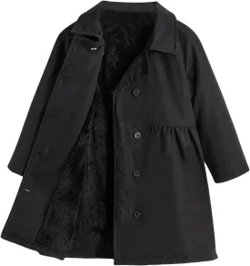 SOLY HUX Toddler Girl's Double Breasted Long Sleeve Trench Coat Teddy Lined Outerwear Winter Pea Coats