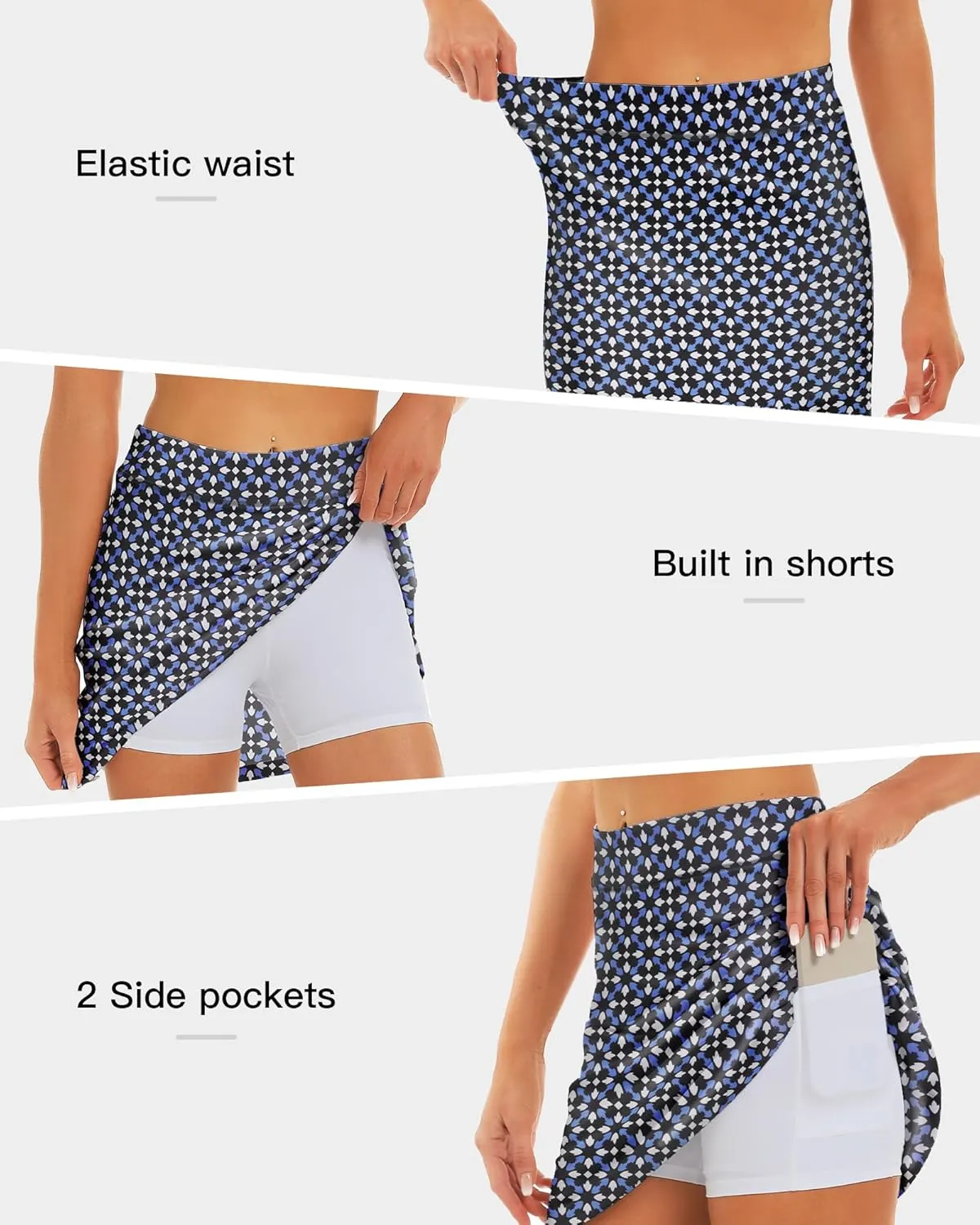 Stelle Women's Athletic Skorts 17" Golf Skirts Inner Shorts Tennis Skort with 2 Pockets Running Sports Pickleball Skirt
