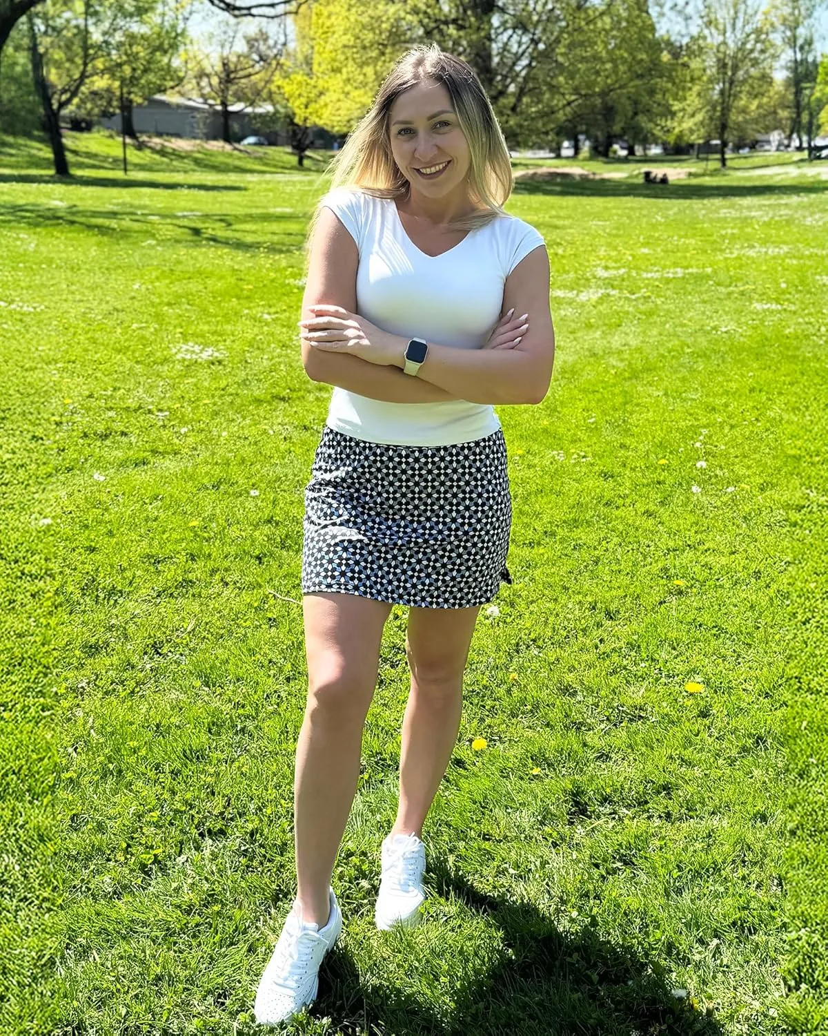 Stelle Women's Athletic Skorts 17" Golf Skirts Inner Shorts Tennis Skort with 2 Pockets Running Sports Pickleball Skirt