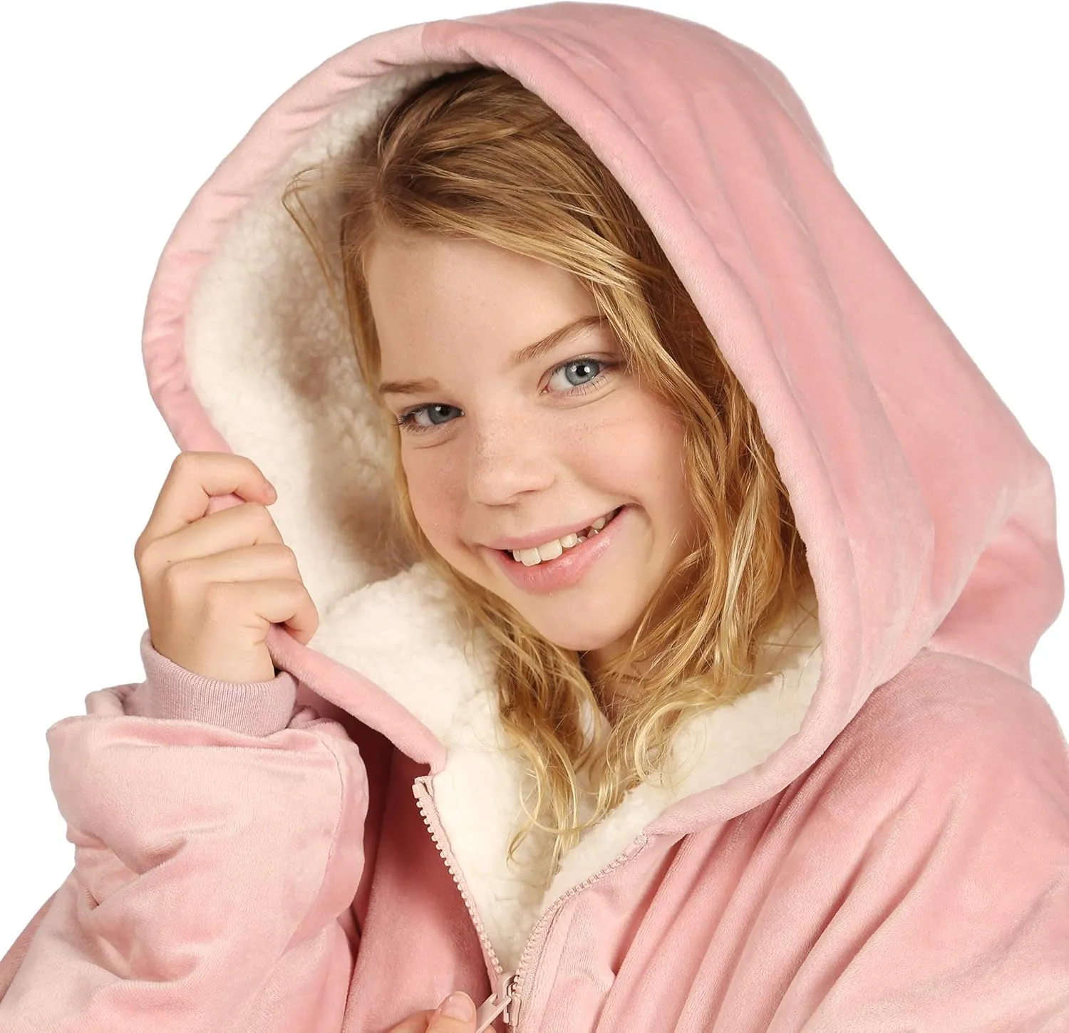 THE COMFY Original | Sherpa Lined Microfiber Fleece Wearable Blanket, Oversized Design with Hood and Pocket from Shark Tank