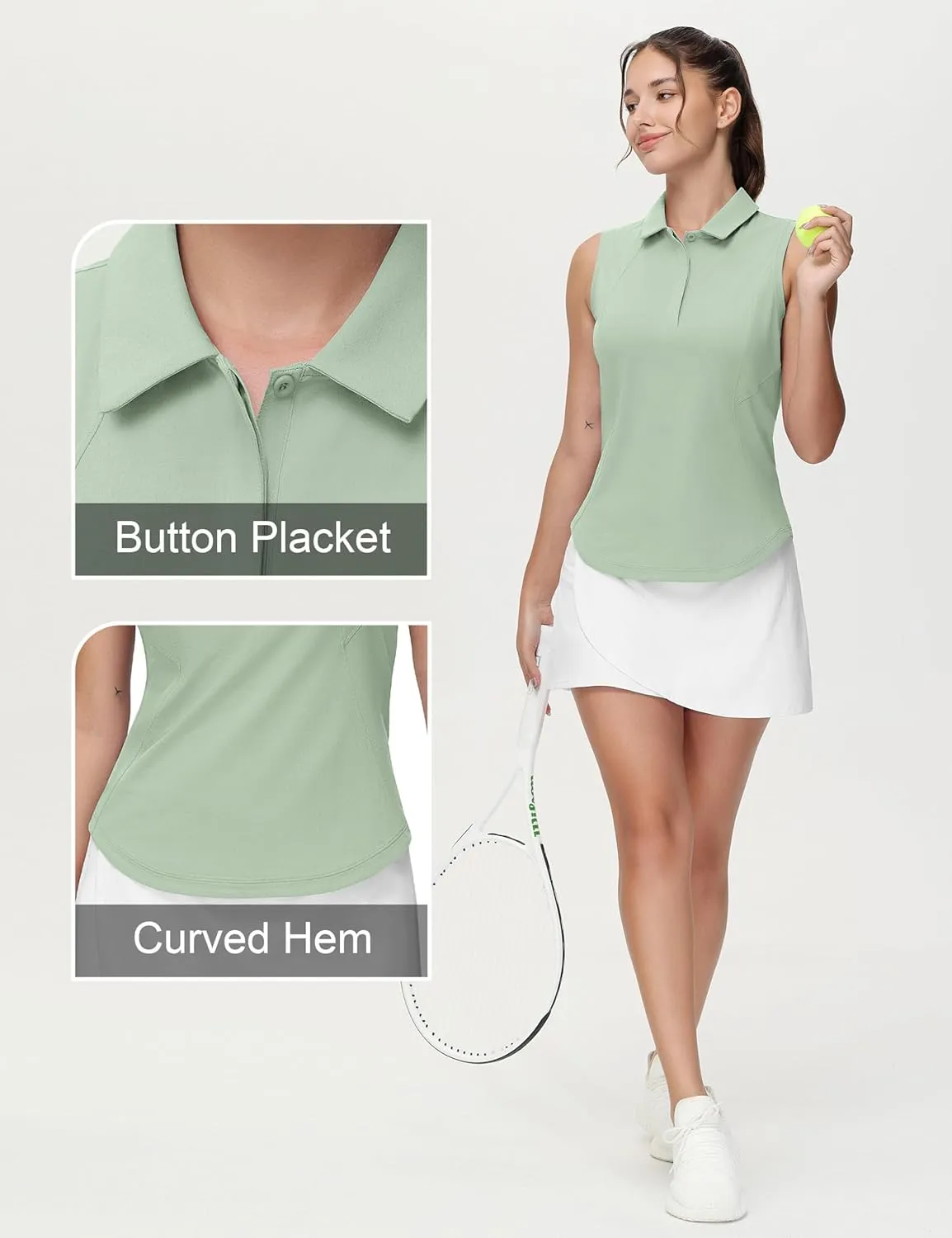 THE GYM PEOPLE Women's Sleeveless Tennis Polo Shirts Collared Slim Fit Breathable Workout Golf Tank Tops