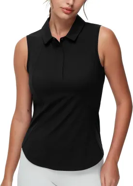 THE GYM PEOPLE Women's Sleeveless Tennis Polo Shirts Collared Slim Fit Breathable Workout Golf Tank Tops
