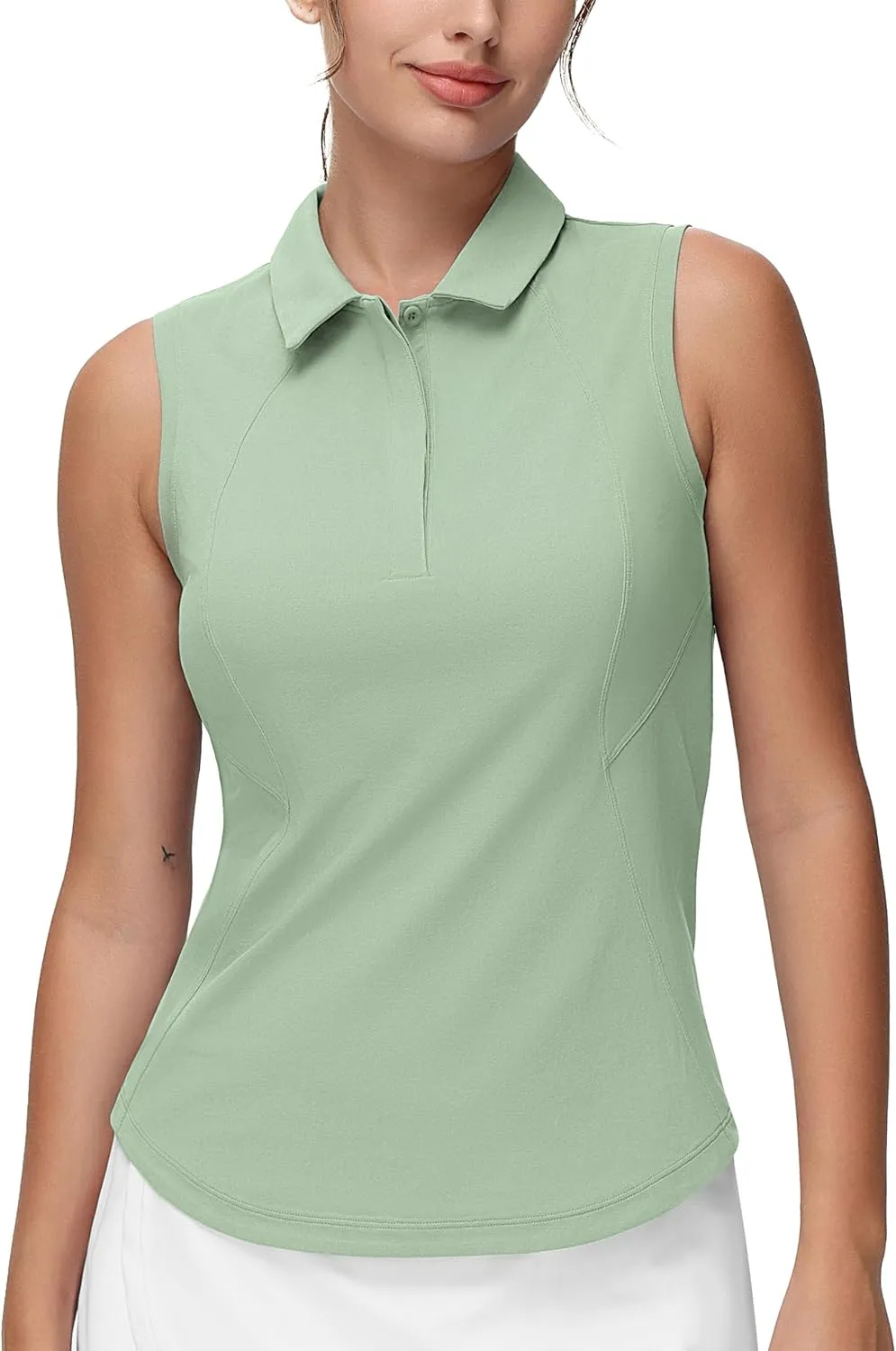 THE GYM PEOPLE Women's Sleeveless Tennis Polo Shirts Collared Slim Fit Breathable Workout Golf Tank Tops