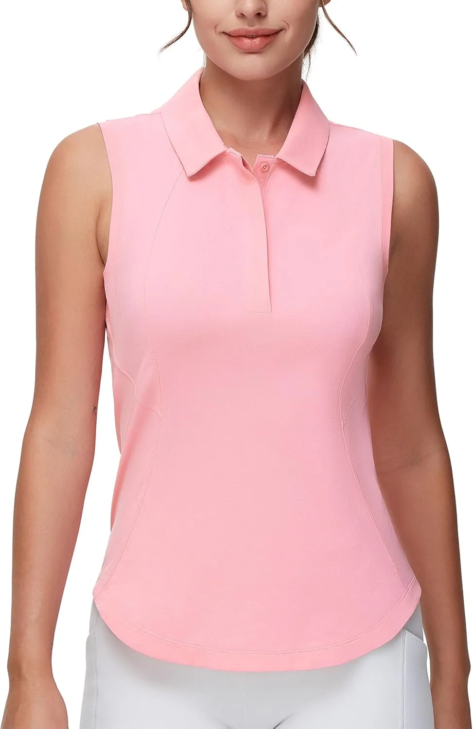 THE GYM PEOPLE Women's Sleeveless Tennis Polo Shirts Collared Slim Fit Breathable Workout Golf Tank Tops