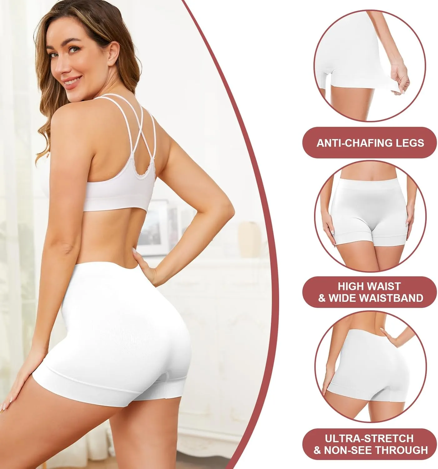 UUMIAER Slip Shorts for Women Under Dresses, Anti-Chafing Boyshorts Panties Shapewear, Yoga Biker Shorts