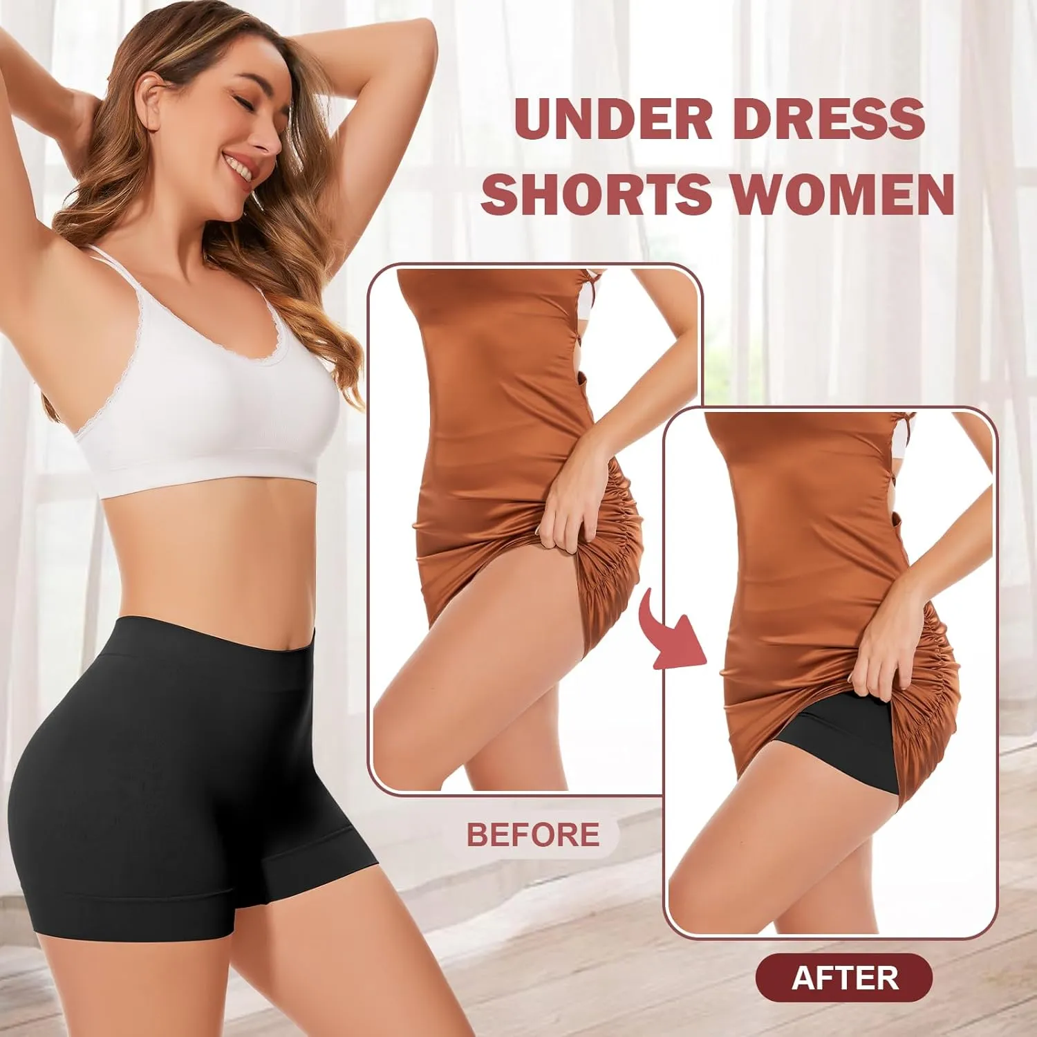 UUMIAER Slip Shorts for Women Under Dresses, Anti-Chafing Boyshorts Panties Shapewear, Yoga Biker Shorts
