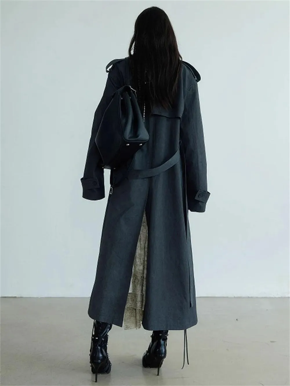 Women Contrast Color Trench Coat Single Breasted Patchwork Lapel Trenchcoatss Casual Street Long Jacket